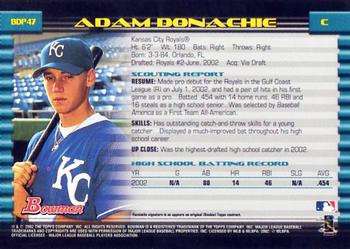 2002 Bowman Draft Picks & Prospects #BDP47 Adam Donachie Back