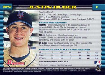 2002 Bowman Draft Picks & Prospects #BDP152 Justin Huber Back