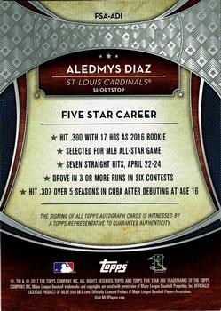 2017 Topps Five Star #FSA-ADI Aledmys Diaz Back