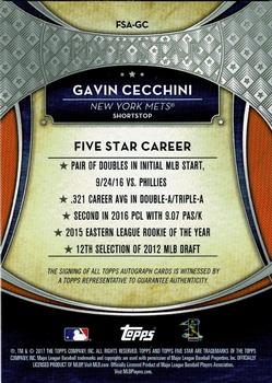2017 Topps Five Star #FSA-GC Gavin Cecchini Back