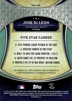 2017 Topps Five Star #FSA-JDL Jose De Leon Back