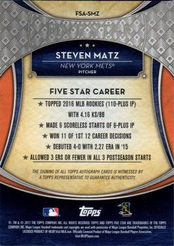 2017 Topps Five Star #FSA-SMZ Steven Matz Back