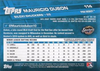 2017 Topps Pro Debut - Autographs #114 Mauricio Dubon Back