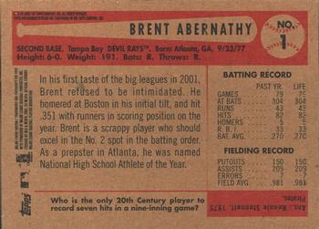 2002 Bowman Heritage #1 Brent Abernathy Back