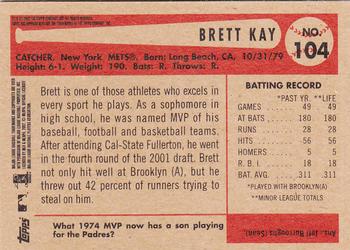 2002 Bowman Heritage #104 Brett Kay Back