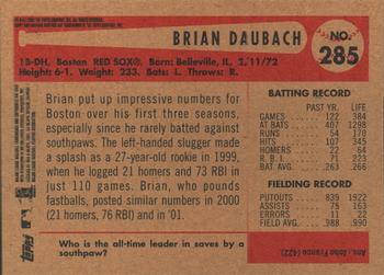2002 Bowman Heritage #285 Brian Daubach Back