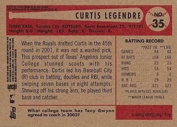 2002 Bowman Heritage #35 Curtis Legendre Back