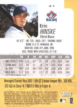 2002 Bowman's Best #41 Eric Hinske Back
