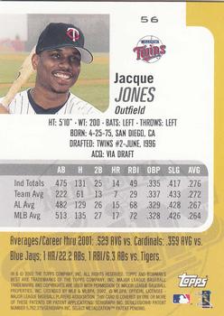 2002 Bowman's Best #56 Jacque Jones Back