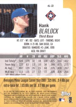2002 Bowman's Best #62 Hank Blalock Back