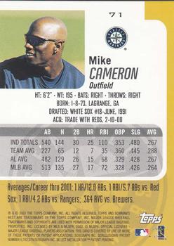 2002 Bowman's Best #71 Mike Cameron Back