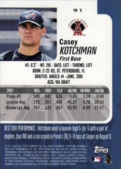 2002 Bowman's Best #91 Casey Kotchman Back