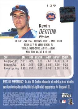 2002 Bowman's Best #139 Kevin Deaton Back