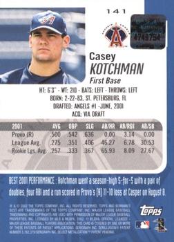2002 Bowman's Best #141 Casey Kotchman Back