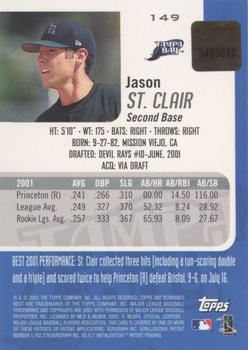 2002 Bowman's Best #149 Jason St. Clair Back