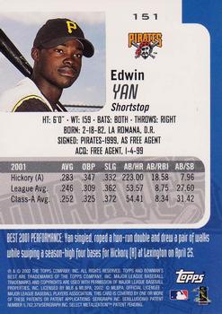 2002 Bowman's Best #151 Edwin Yan Back