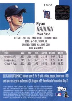 2002 Bowman's Best #159 Ryan Raburn Back