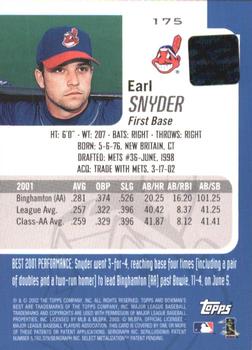 2002 Bowman's Best #175 Earl Snyder Back