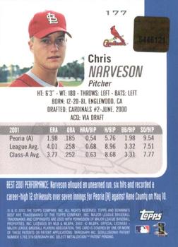 2002 Bowman's Best #177 Chris Narveson Back