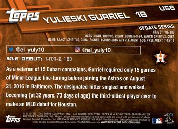 2017 Topps Update #US8 Yulieski Gurriel Back