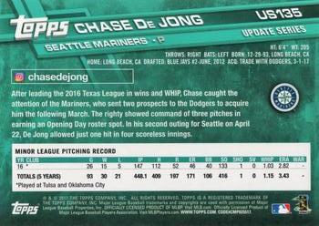 2017 Topps Update #US135 Chase De Jong Back