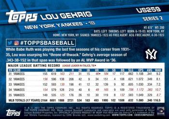 2017 Topps Update #US259 Lou Gehrig Back