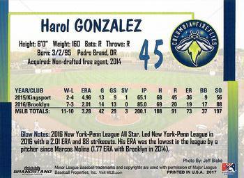 2017 Grandstand Columbia Fireflies #NNO Harol Gonzalez Back