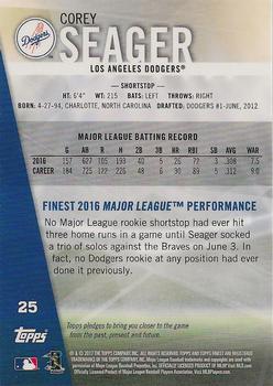 2017 Finest - Refractor #25 Corey Seager Back