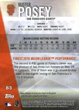 2017 Finest - Blue Refractor #83 Buster Posey Back