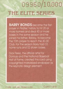 1991 Donruss - The Elite Series #1 Barry Bonds Back