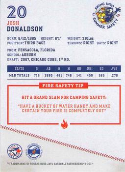 2017 Toronto Blue Jays Fire Safety #NNO Josh Donaldson Back