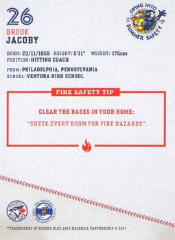 2017 Toronto Blue Jays Fire Safety #NNO Brook Jacoby Back