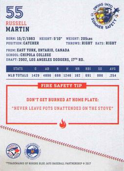 2017 Toronto Blue Jays Fire Safety #NNO Russell Martin Back