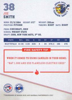 2017 Toronto Blue Jays Fire Safety #NNO Joe Smith Back
