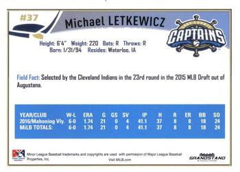 2017 Grandstand Lake County Captains #NNO Michael Letkewicz Back