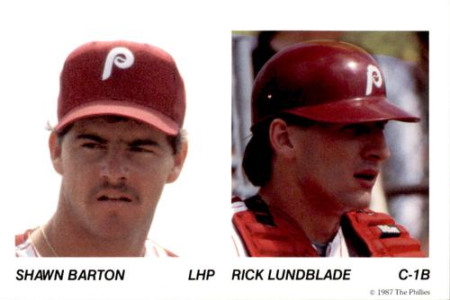 1987 Tastykake Philadelphia Phillies #NNO Shawn Barton / Rick Lundblade Front
