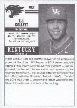 2017 Kentucky Wildcats #7 T.J. Collett Back