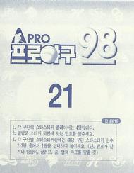 1998 Pro Baseball Stickers #21b Hoon-Jae Choi Back