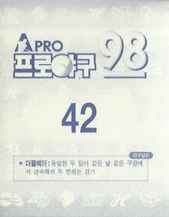1998 Pro Baseball Stickers #42 Yong-Soo Kim Back