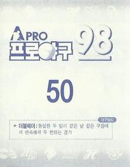 1998 Pro Baseball Stickers #50 Jae-Hyun Kim Back