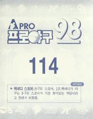 1998 Pro Baseball Stickers #114 Dong-Jae Kim Back