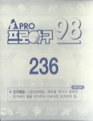 1998 Pro Baseball Stickers #236 Kyung-Hoon Jung Back
