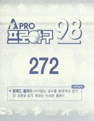 1998 Pro Baseball Stickers #272 Pil-Sung Kong Back