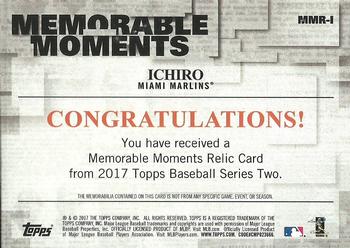 2017 Topps - Memorable Moments Relics #MMR-I Ichiro Back