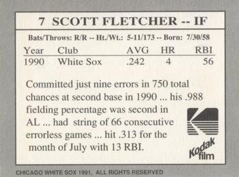 1991 Kodak Chicago White Sox #7 Scott Fletcher Back