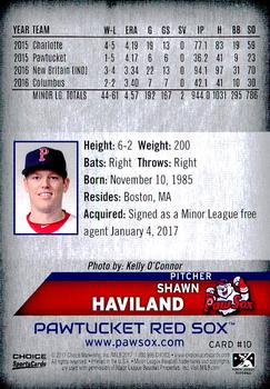 2017 Choice Pawtucket Red Sox #10 Shawn Haviland Back