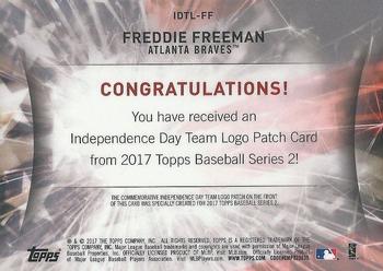 2017 Topps - Independence Day Commemorative Team Logo Patch #IDTL-FF Freddie Freeman Back
