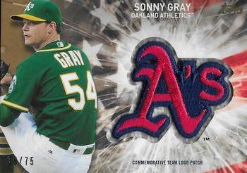 2017 Topps - Independence Day Commemorative Team Logo Patch Gold #IDTL-SG Sonny Gray Front