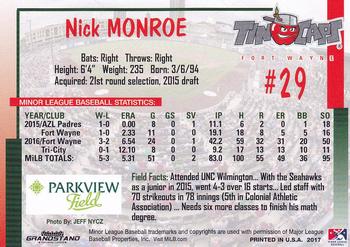 2017 Grandstand Fort Wayne TinCaps #NNO Nick Monroe Back