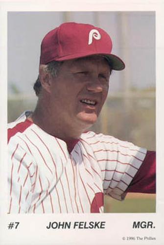 1986 Tastykake Philadelphia Phillies #NNO John Felske Front